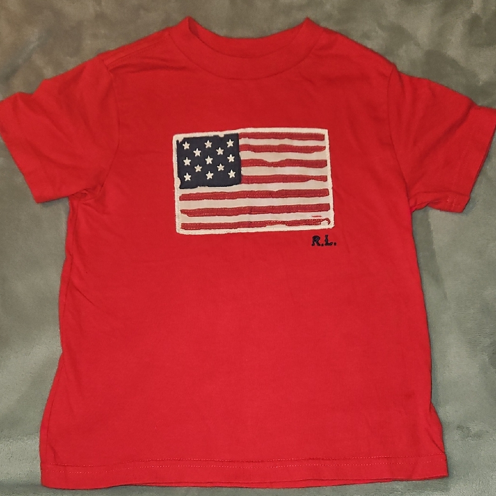 Polo Ralph Lauren Red Tee with Flag Design TODDLER